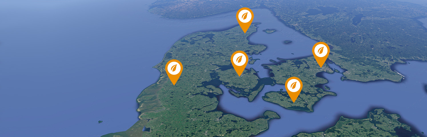 Kort over lokale tilbud på varmepumpe og gasfyr fra VVS installatør i hele Danmark